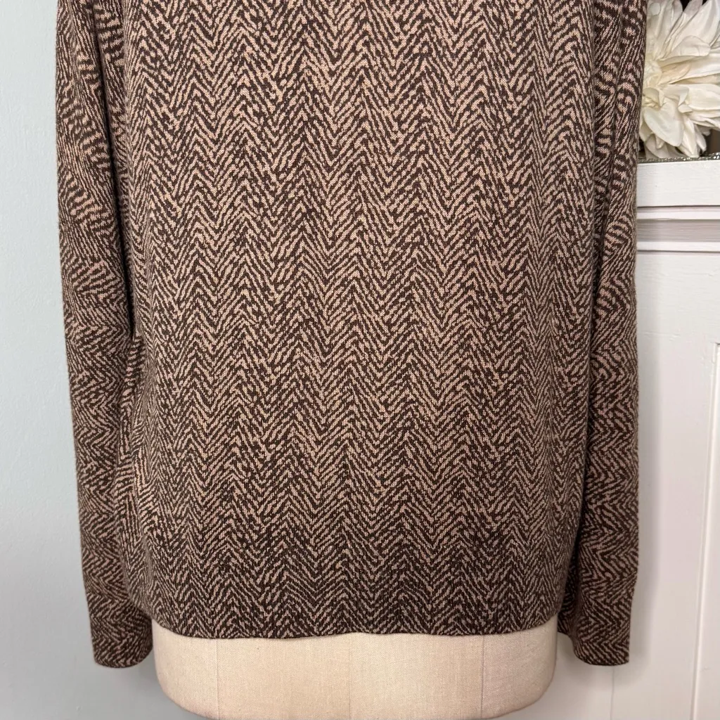 Talbots Herringbone Angora Cardigan Sweater Brown Tan Size XL - Image 7