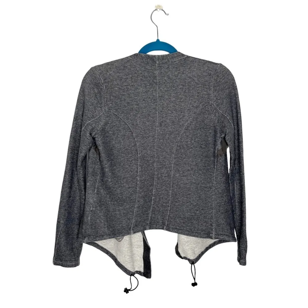 Simply Vera Wang Gray Open Front Sweatshirt Drawstring Cardigan - Image 9