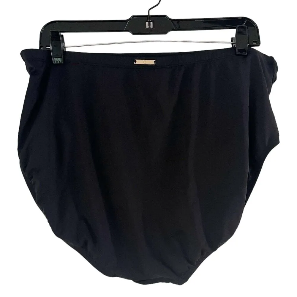 Lauren Ralph Lauren Black Ruched High Waisted Bikini Swimsuit Bottom Size 20W - Image 2