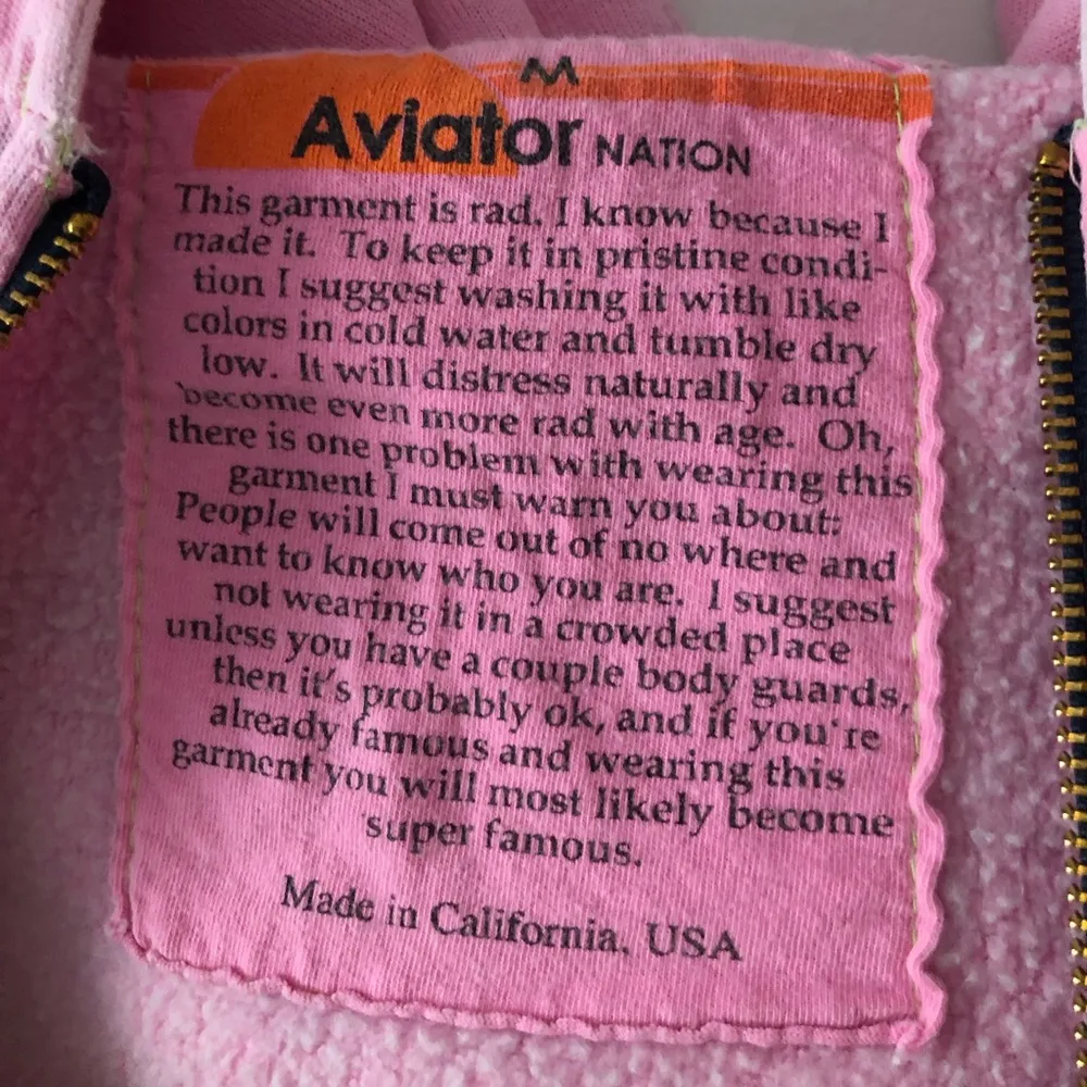 Aviator Nation 5 Stripe Hoodie in Heather Pink Rainbow Stripe Size Medium READ - Image 6