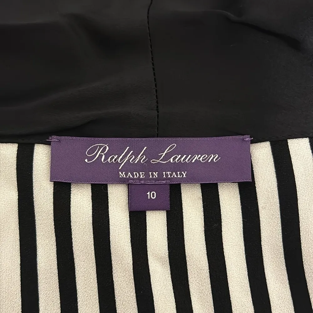 Ralph Lauren $2890 Purple Label Black and White Stripe Kalpita Coat Size 10 - Image 13