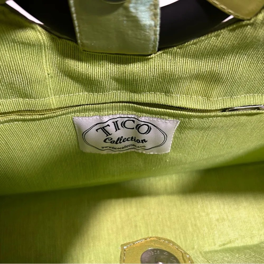 NEW TICO COLLECTION Artisanal Woven Fiber Summer Lined Tote 14x8” Green - Image 6