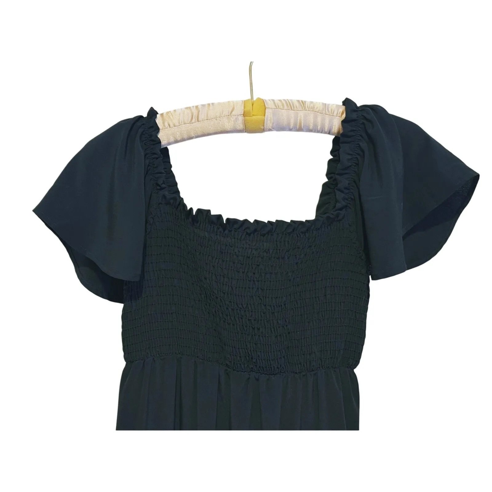 Kaileigh Maternity Romantic Babydoll Ruffle Sleeve Maxi Dress XS Black Minimal - Image 5