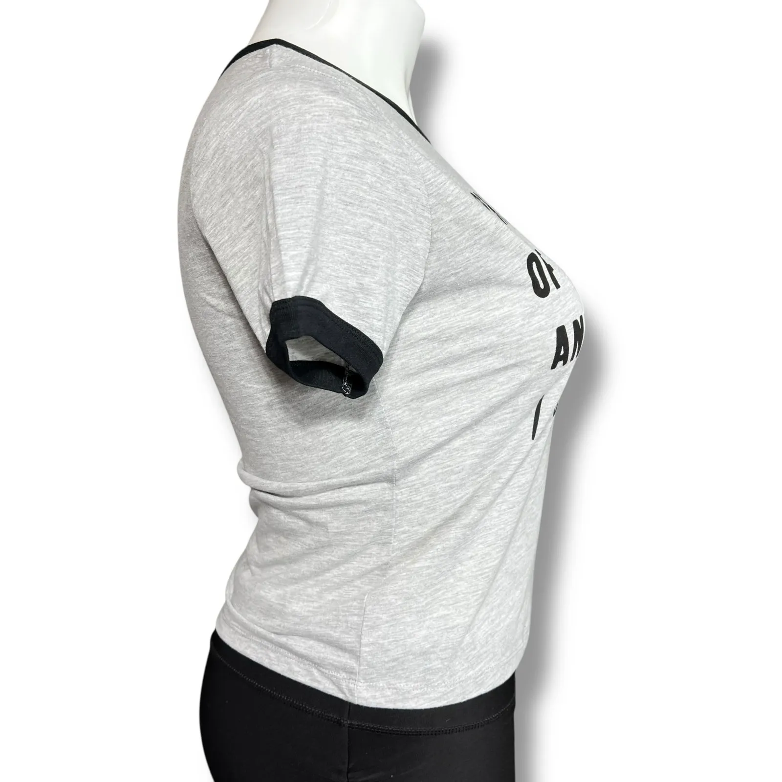 Freeze Womens Crop Top T Shirt Short Sleeve Messy Hair and Sweatpants Gray XL Size undefined - Image 3