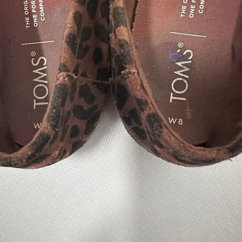 Toms Loafers Alpargata Slip On Brown Black Suede Leopard Print Flats Casual 8 - Image 7