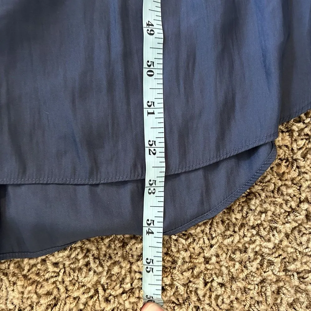 RAMY BROOK Wrenn Flutter Sleeve Silky Scalloped Midi Dress Navy‎ Medium - Image 14