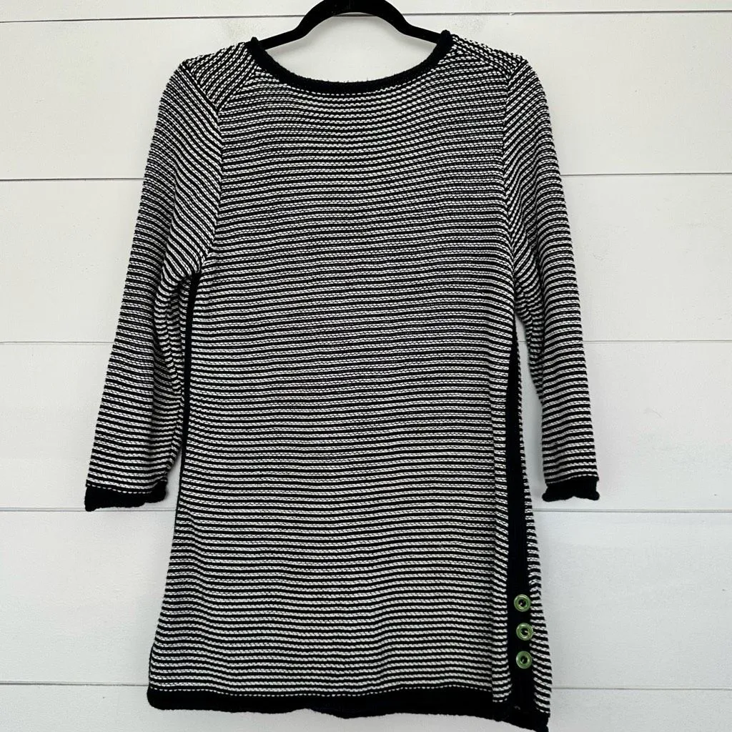 Soft Surroundings Women’s Medium Blue White Nautical Sweater Cotton Acrylic - Image 3