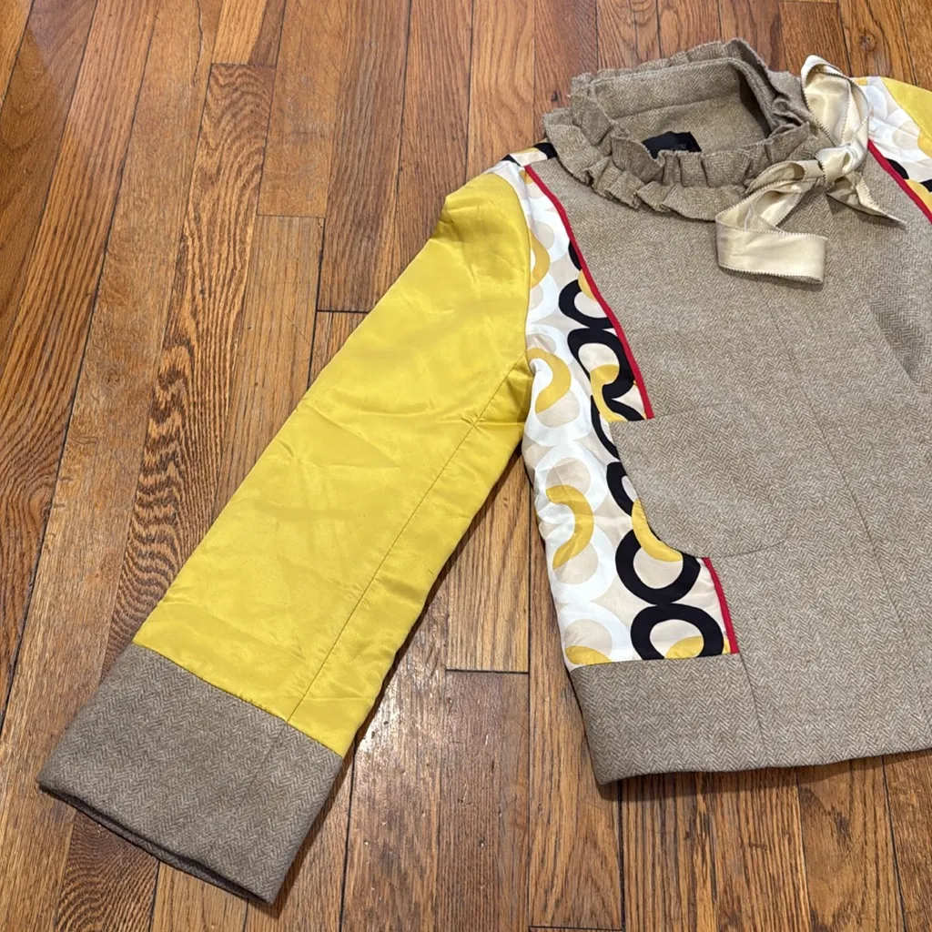 J. Crew collection vintage SILK and Wool abstract geo print blazer jacket size 6 - Image 2