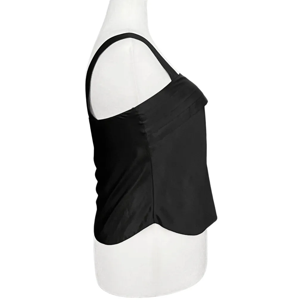 Vintage 70s Black Satin Lingerie Camisole Tank Top Large Retro Pin Up Whimsigoth - Image 5