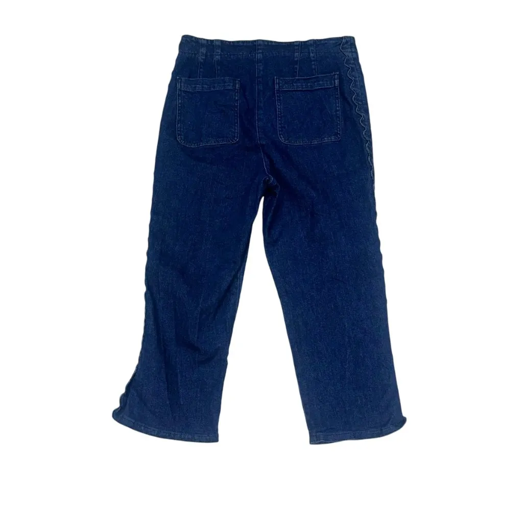 Maeve by Anthropologie Denim High Rise Petal Pusher Jeans Ruffle Detail Size‎ 31 - Image 3