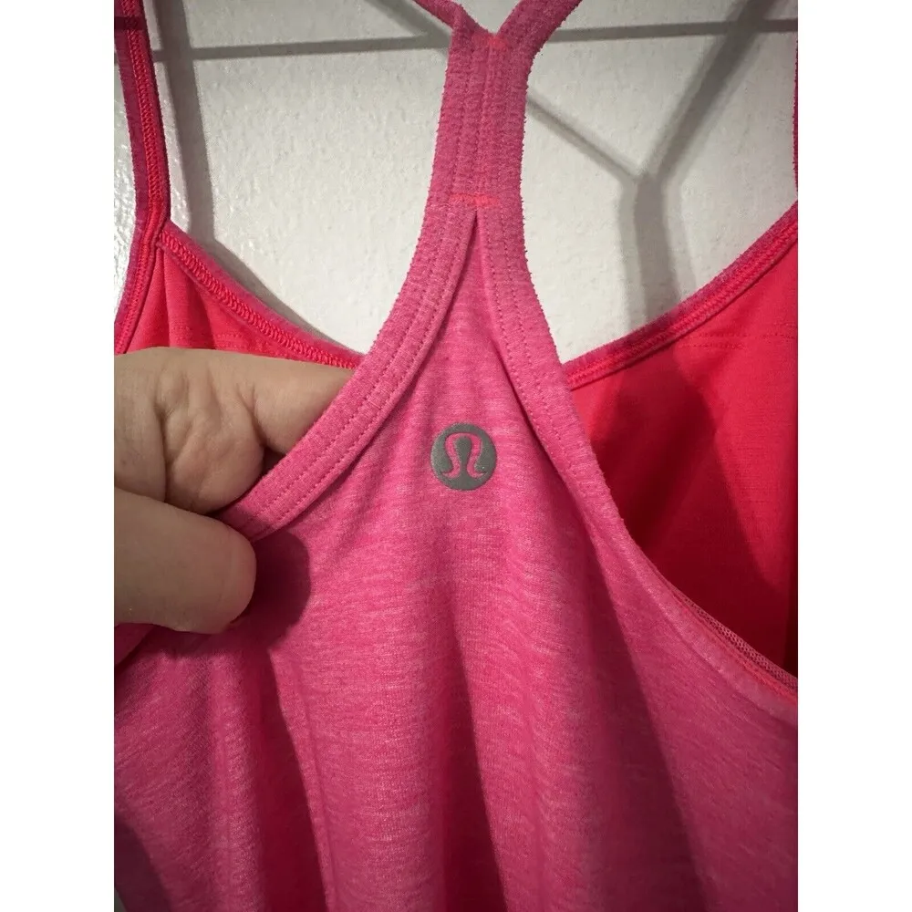 Lululemon Power Y Tank Size 8 Heathered Neon Pink Women’s Athletic Tank - Image 7