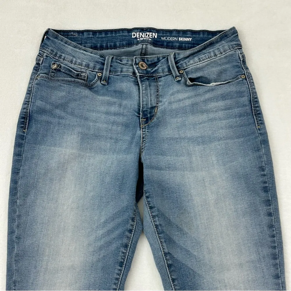 Denizen By Levi’s Modern Skinny Blue Washed Straight Stretch Jeans Womens 28x28 - Image 5