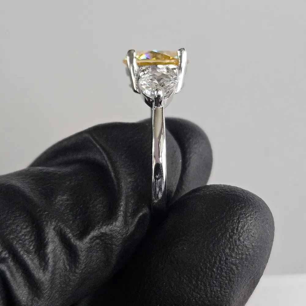 3ct Golden Yellow Moissanite Ring - Image 3