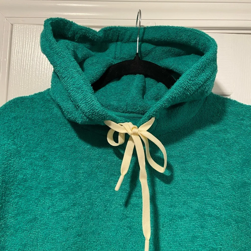 NWT Outerknown Size M Hightide Teal Green Terry Knit Pullover Hoodie Sweatshirt Size M - Image 2