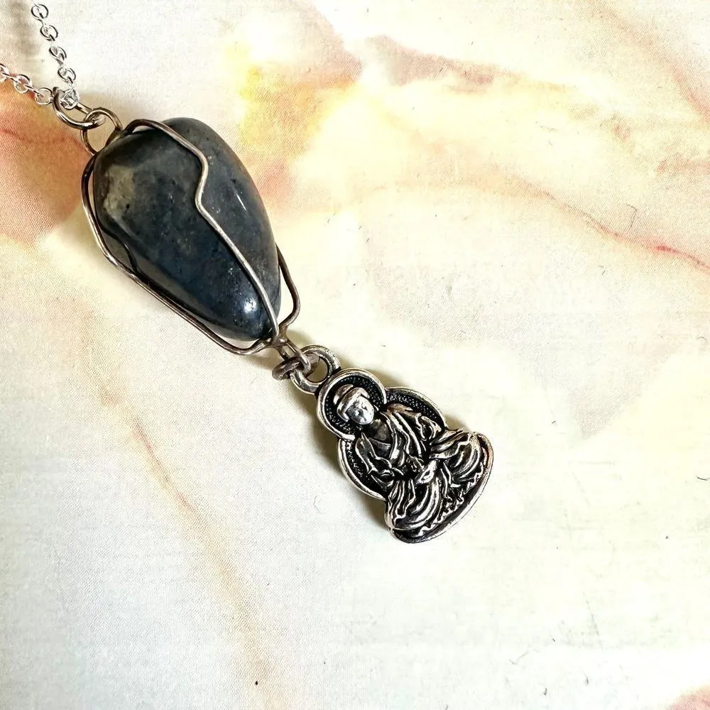 Blue aventurine Buddha pendant necklace - Image 5
