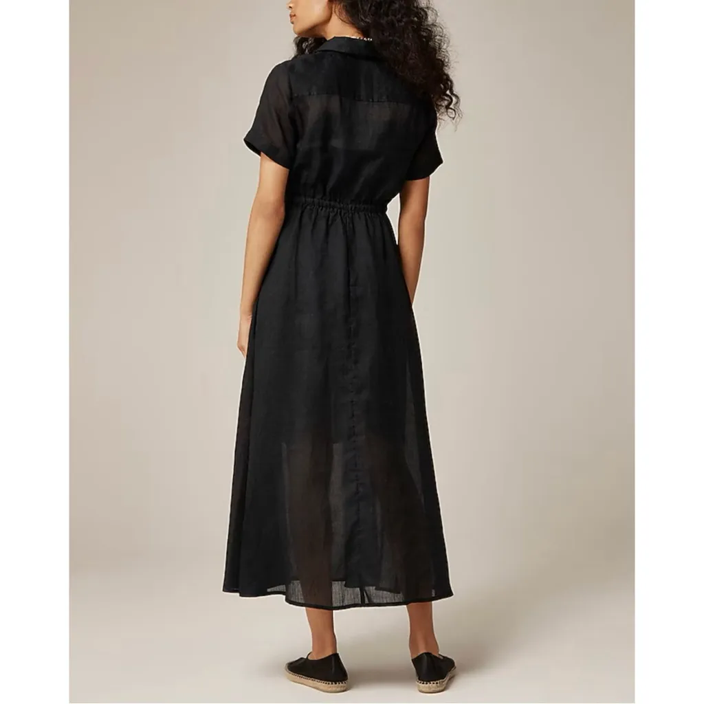 NWT J. Crew Cerise Shirt-dress Ramie Black - Image 6