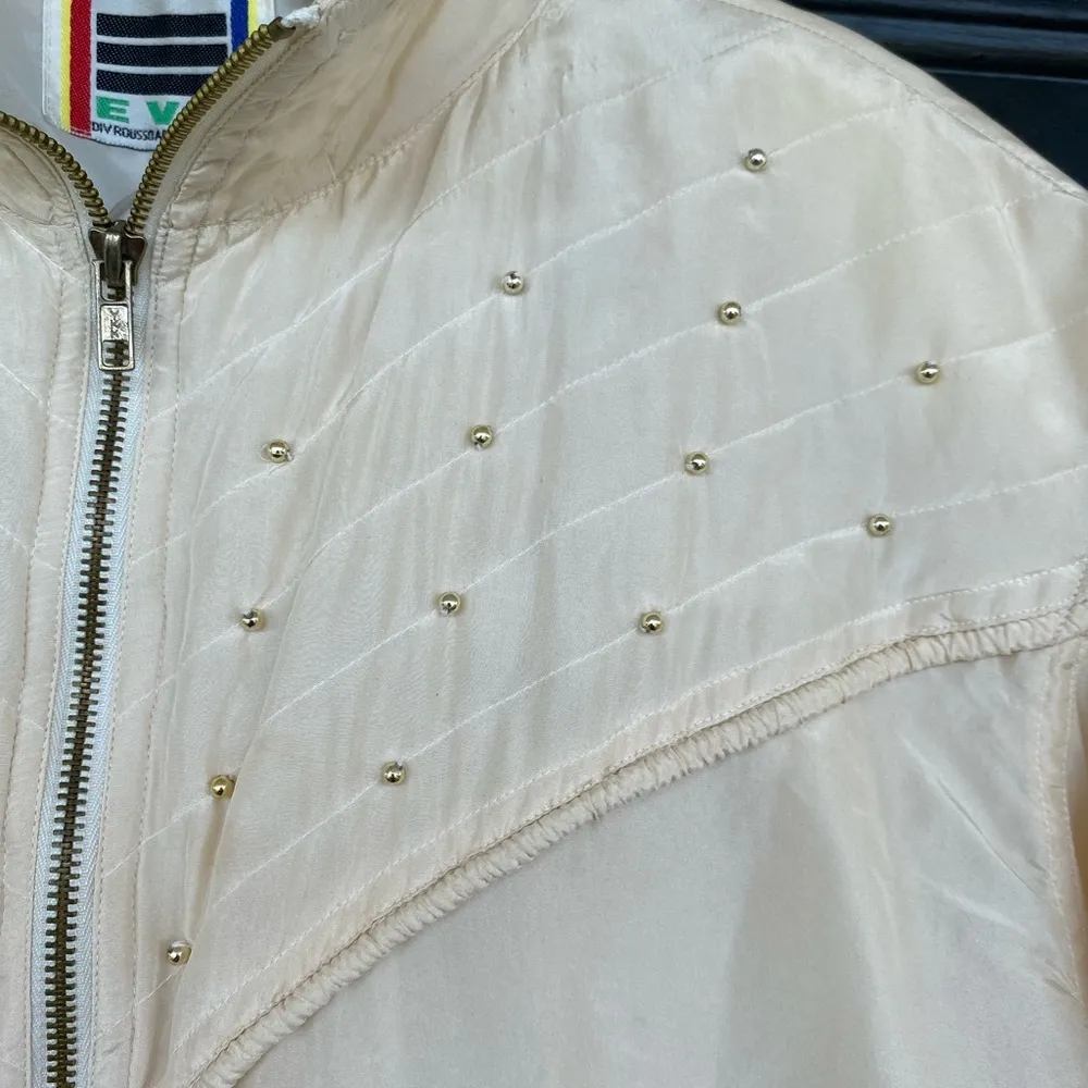 Vintage EVR 100% Silk Bomber jacket track suit Size M - Image 3