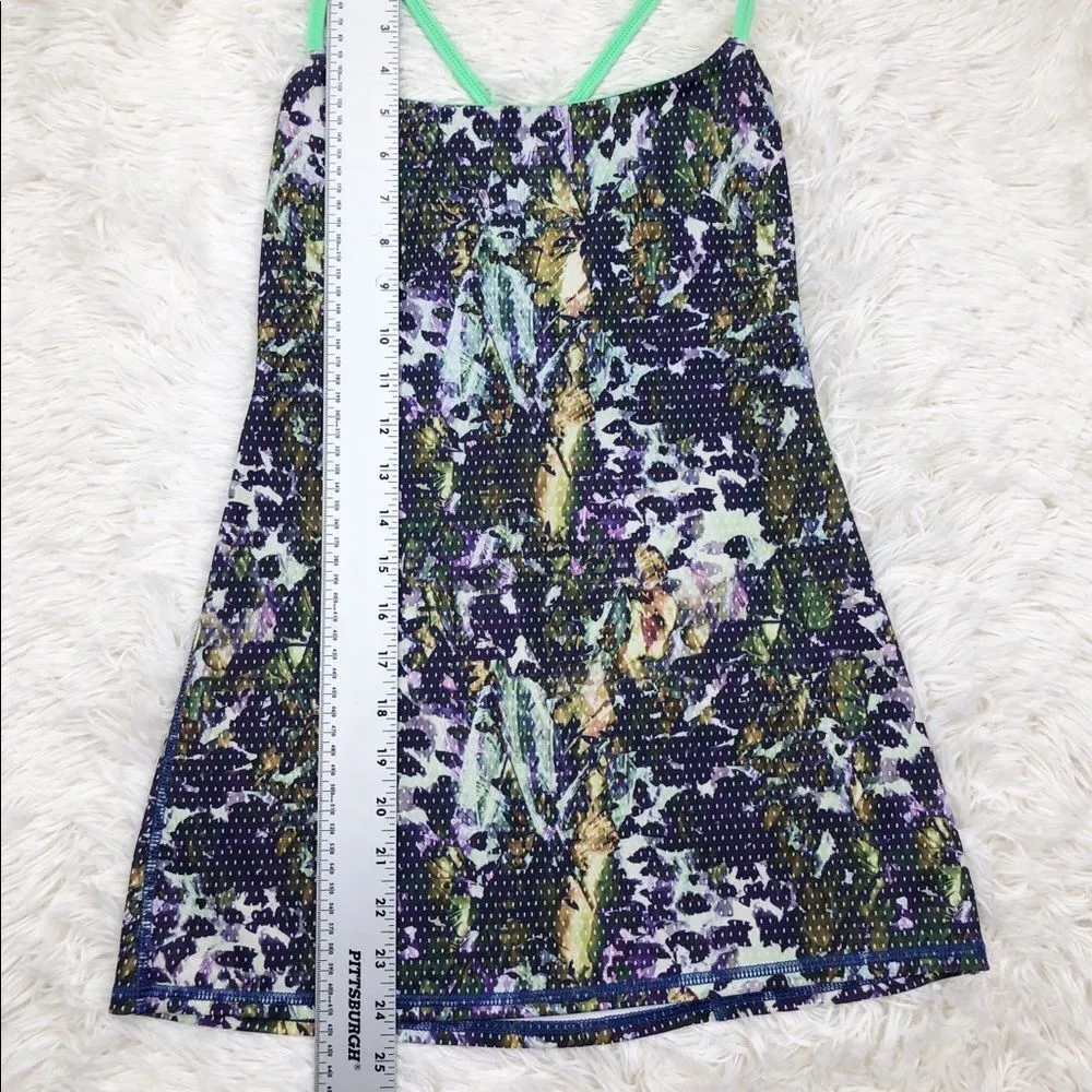 Lululemon Dancing Warrior Tank Top Floral Sport Purple Green Pistachio Size 4 - Image 5