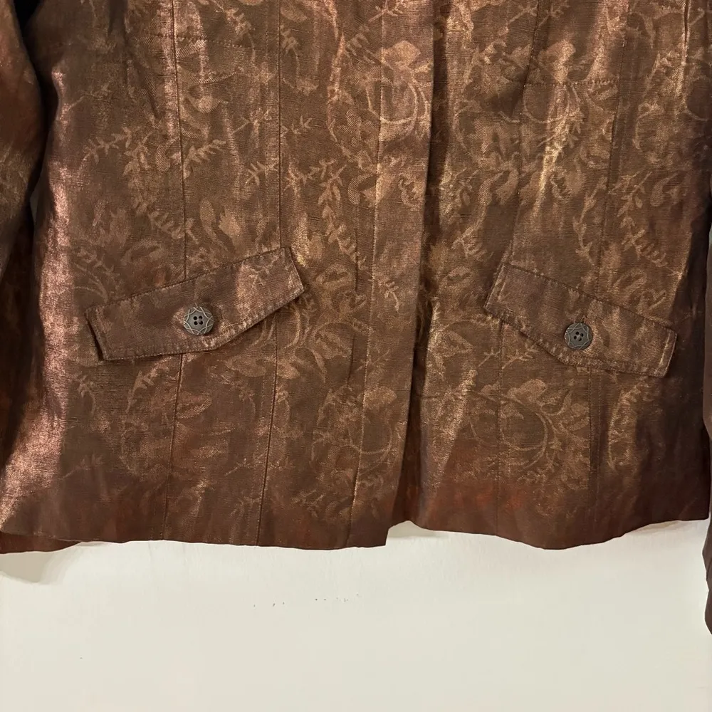 Chico’s Lightweight Linen Silk Blend Bronze Jacket. Size 1 - Image 7