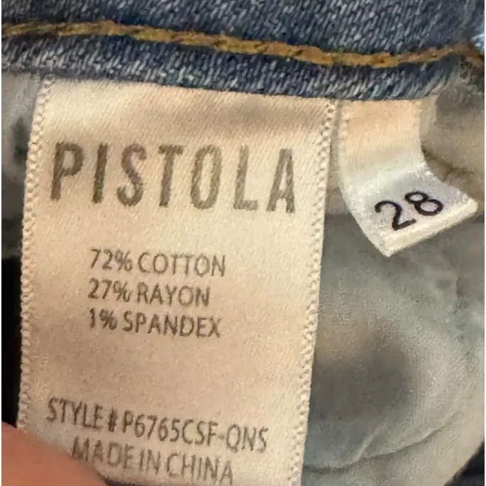 Pistola Women's Jeans Straight Leg Distressed Raw Hem Stonewash Denim Size 28 - Image 10