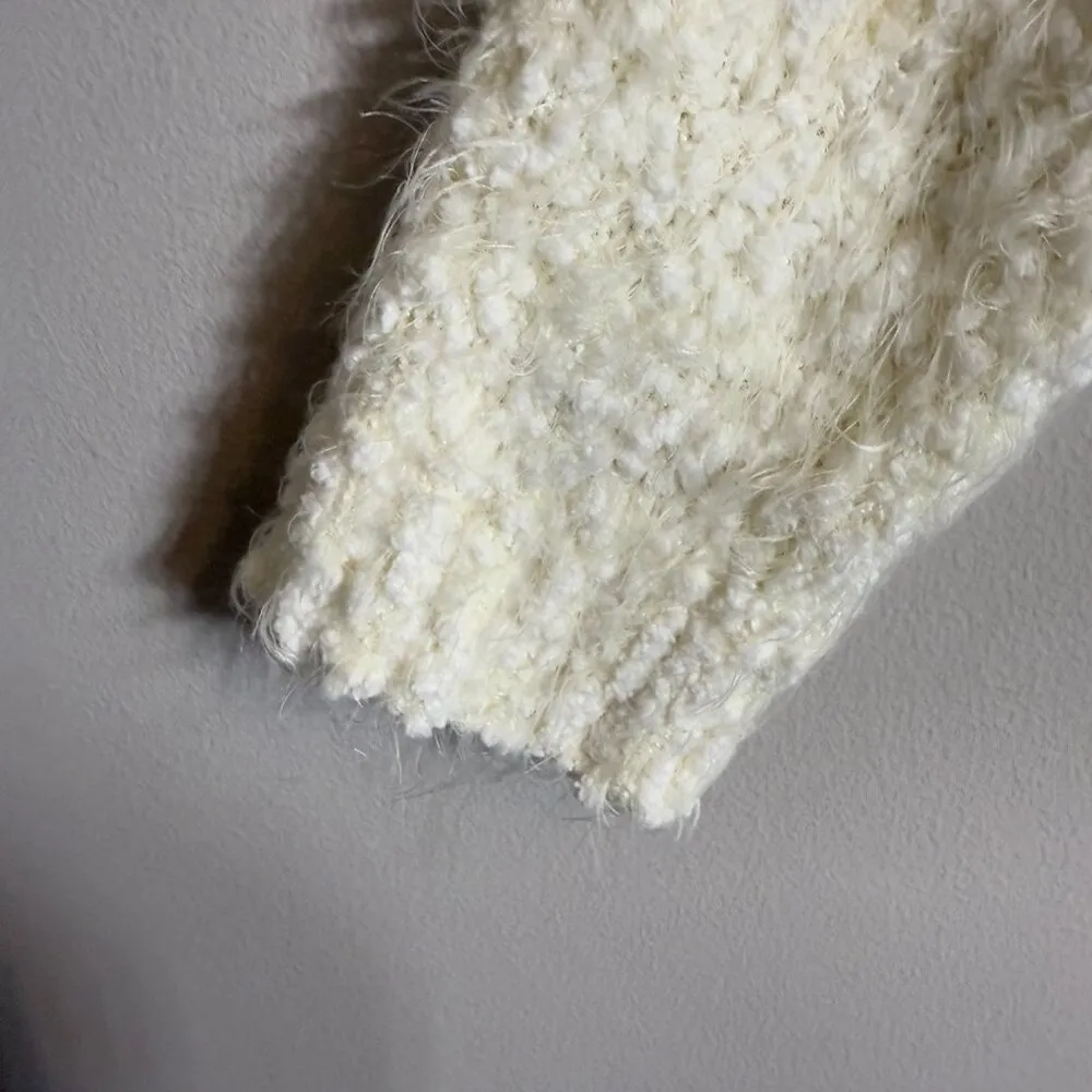 NWOT Show Me Your Mumu Cropped Varsity Sweater Knubby Knit Women's Small Cream - Image 9