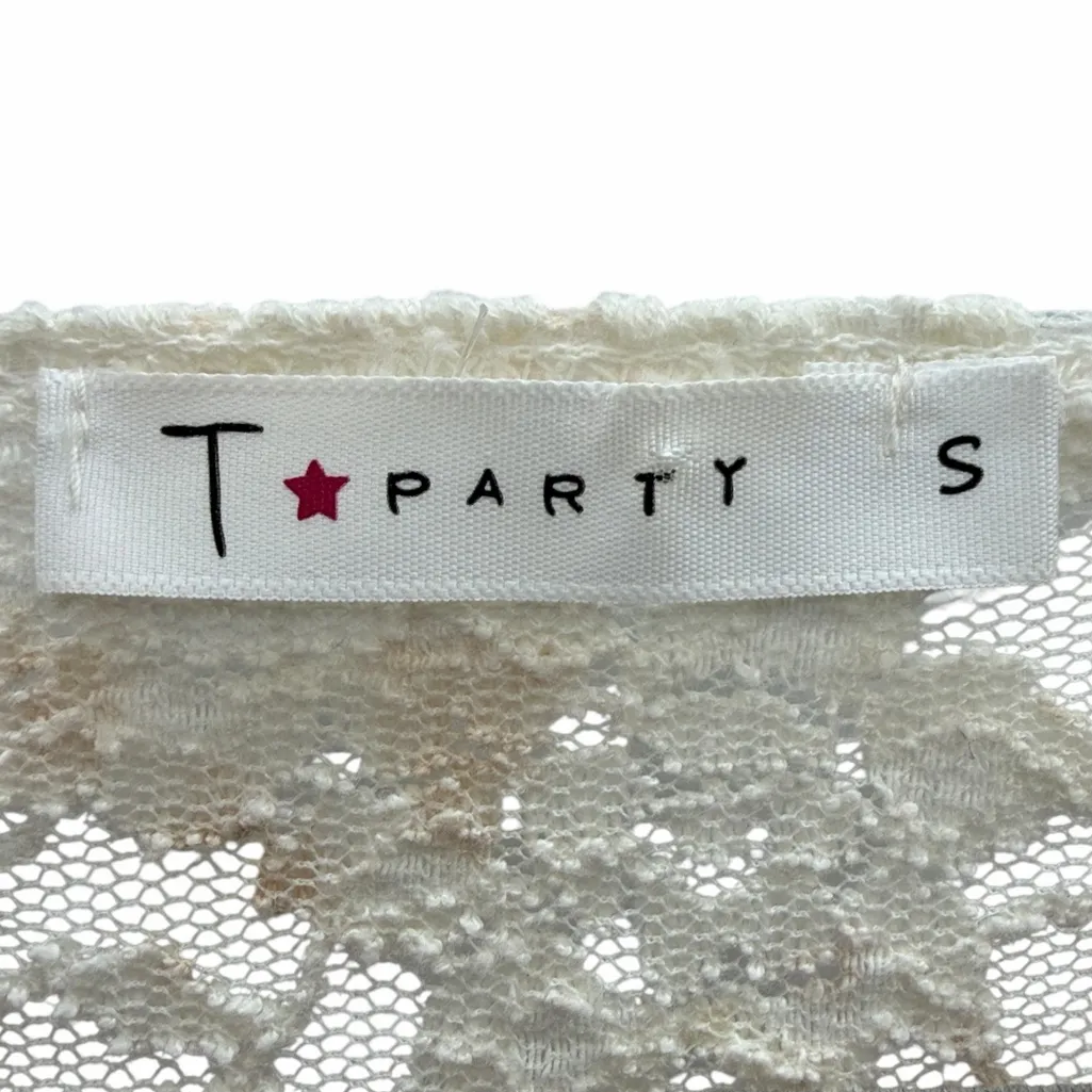 T Party Floral Lace Sheer Long Sleeve Tunic Top Womens Small - Image 12