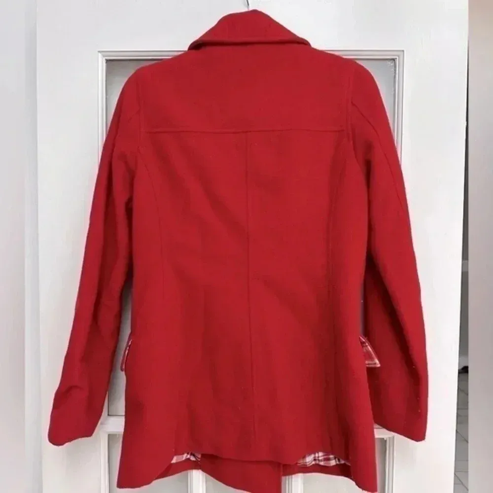 Vintage Abercrombie & Fitch Y2K Cranberry Red Wool Peacoat Women’s  Size XS - Image 3