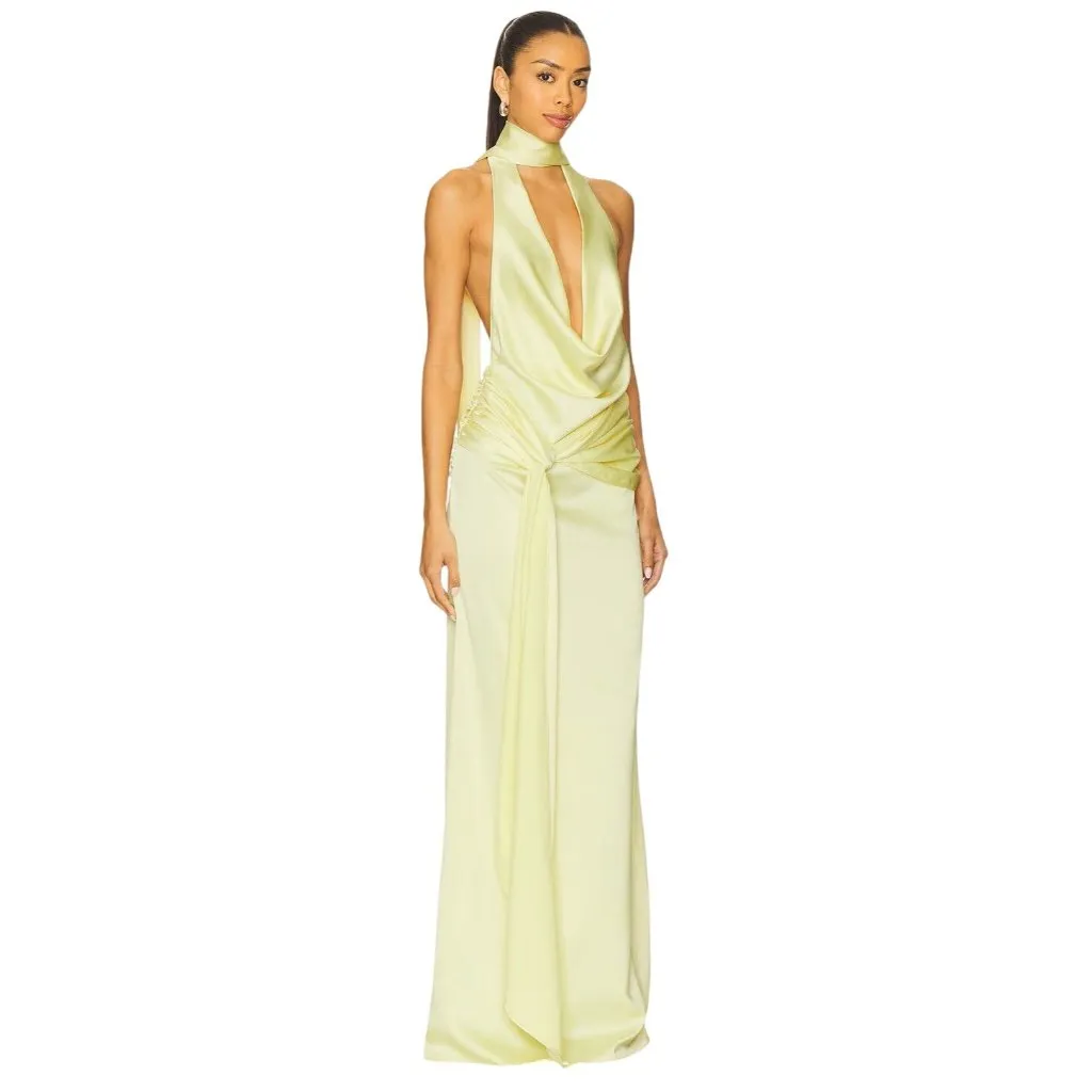 Casona La Regia Dress in Lemon Small New Womens Long Maxi Gown Yellow - Image 3