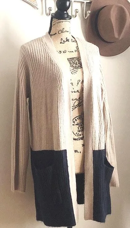 Two Tone Cardigan Tan - Image 2