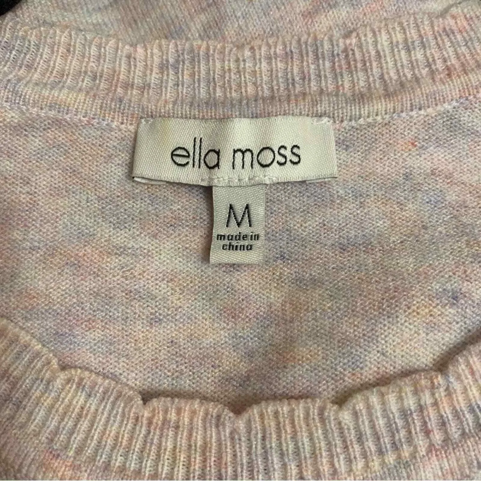 Ella Moss Pullover Sweater Womens Medium Pink Knit Long Sleeve Pastel Scallop - Image 3