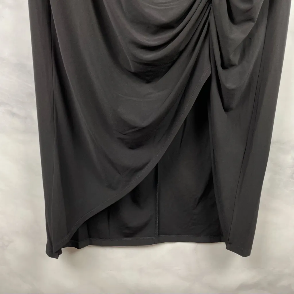 NWT Eliza J Sleeveless Faux Wrap Stretchy Drape Midi Dress Black Plus 22 Formal - Image 6