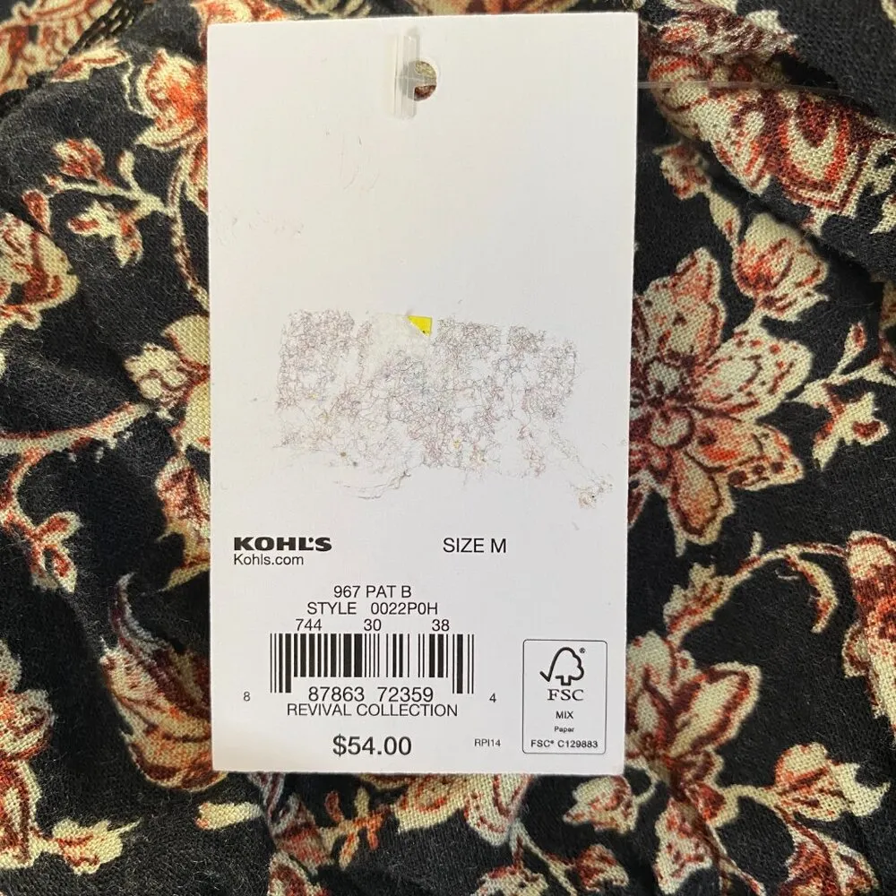 women's size medium black floral long sleeve knee length flare dress - Image 13