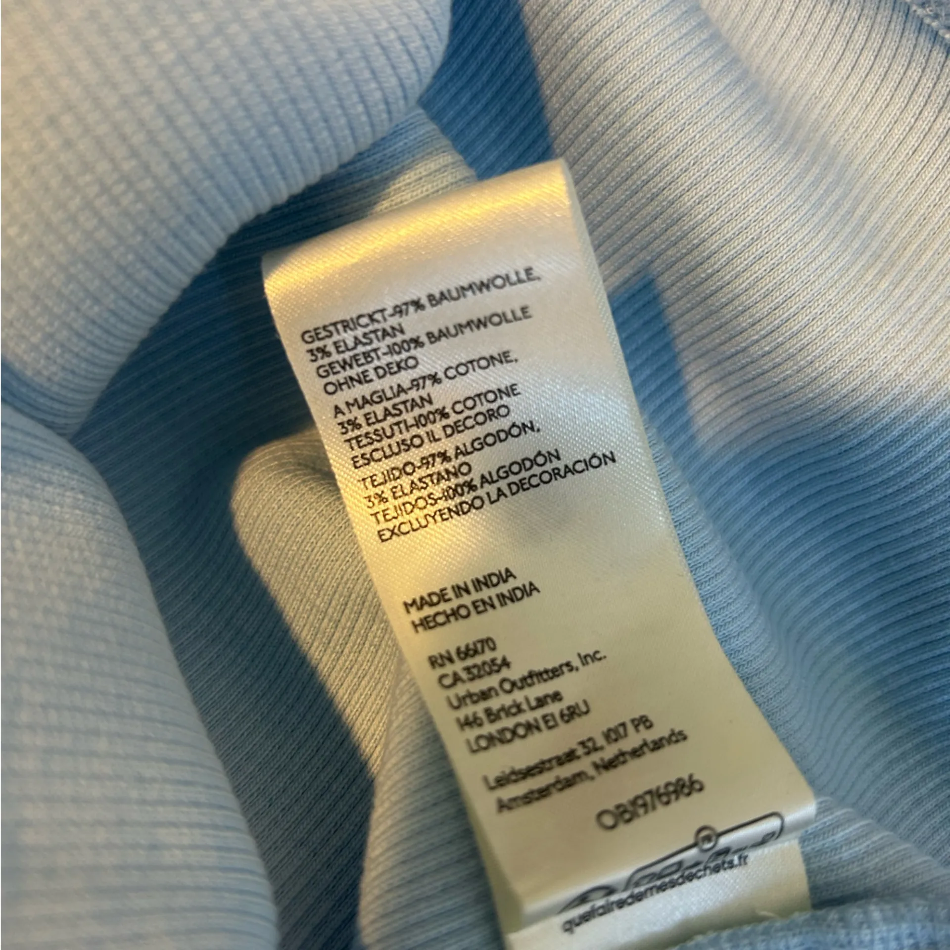 Athropologie Light Blue Embroidered Peter Pan Collar Ribbed Puff Top Blouse XS - Image 14