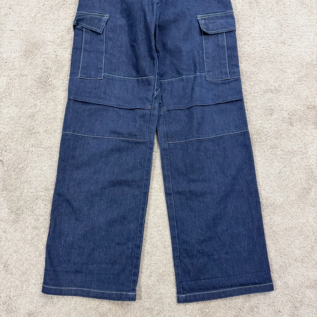 I.AM.GIA Women’s Ace Denim Cargo Pants Jeans High Rise Wide Leg in Dark Wash XS Blue - Image 7