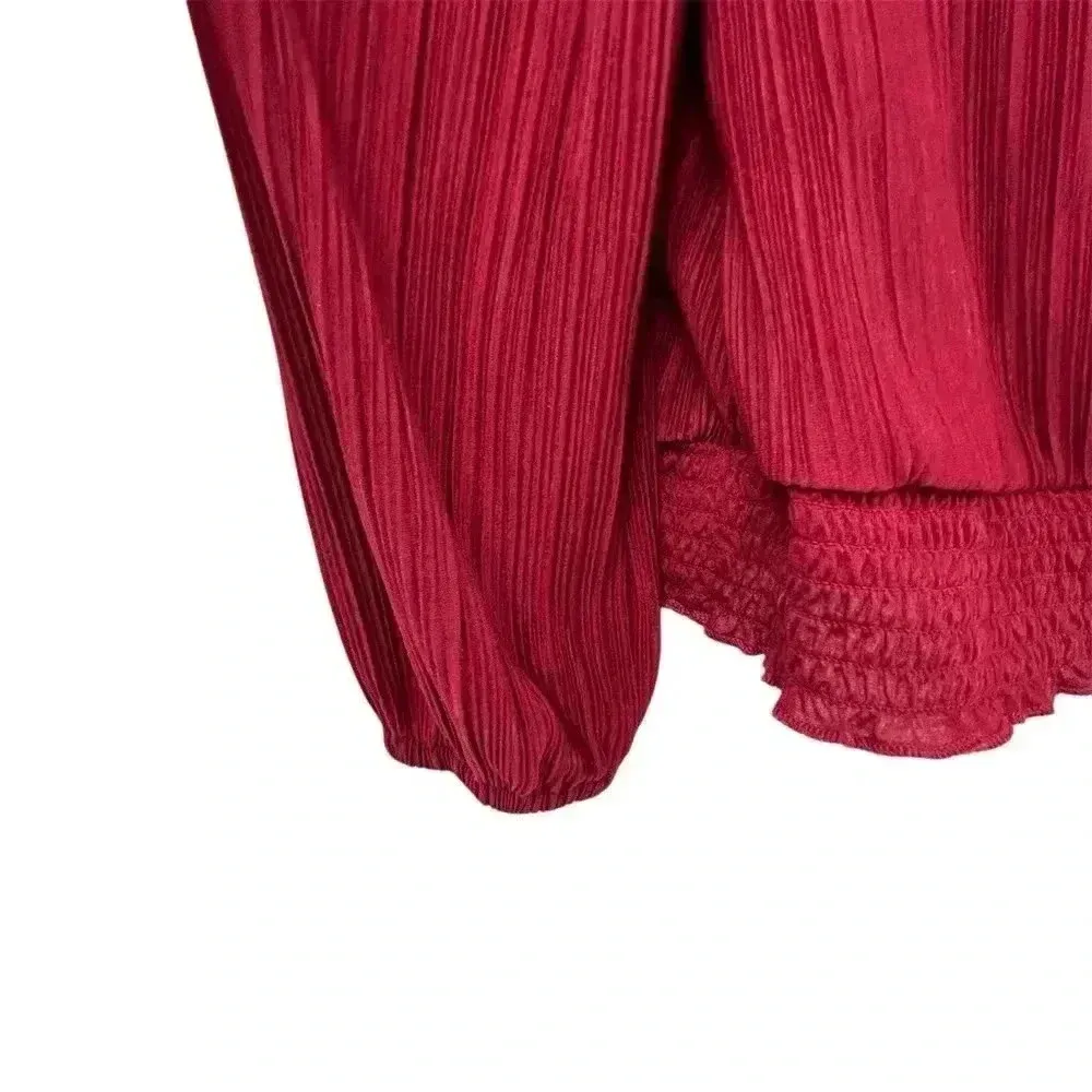 Ann Taylor Factory Women's Red Puff Sleeve Blouse Size S - Image 5