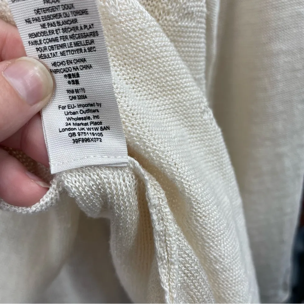 FREE PEOPLE Linen Knitted Scoop VNeck Long Sleeve Flowy Lightweight Tunic Top - Image 8