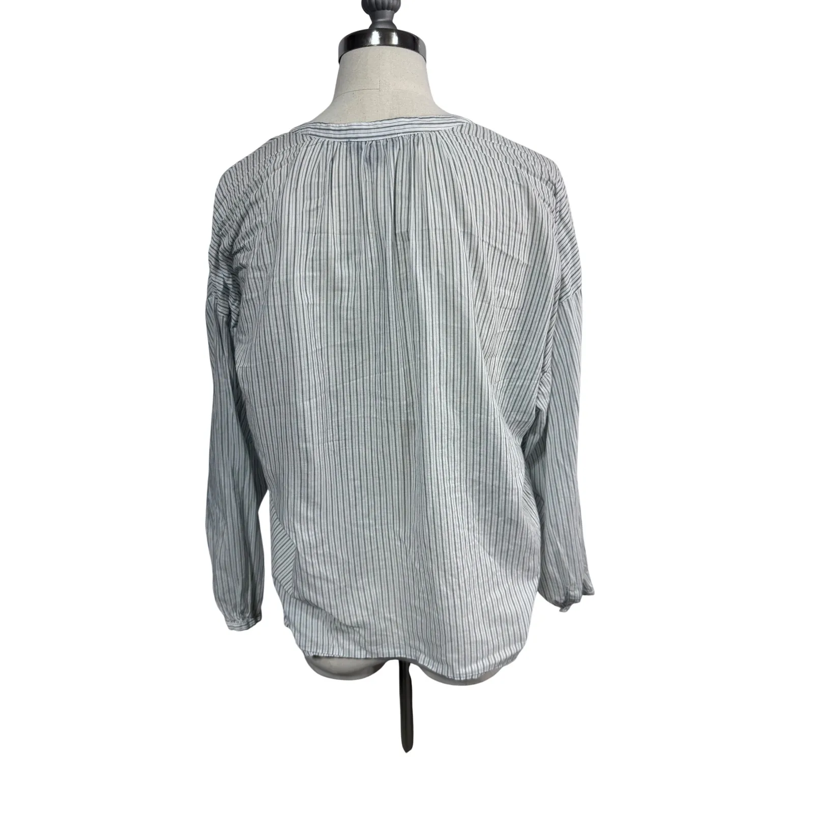 J. Crew Reimagined Striped Button Up Shirt Women's XS Band Collar Long Sleeve - Image 5