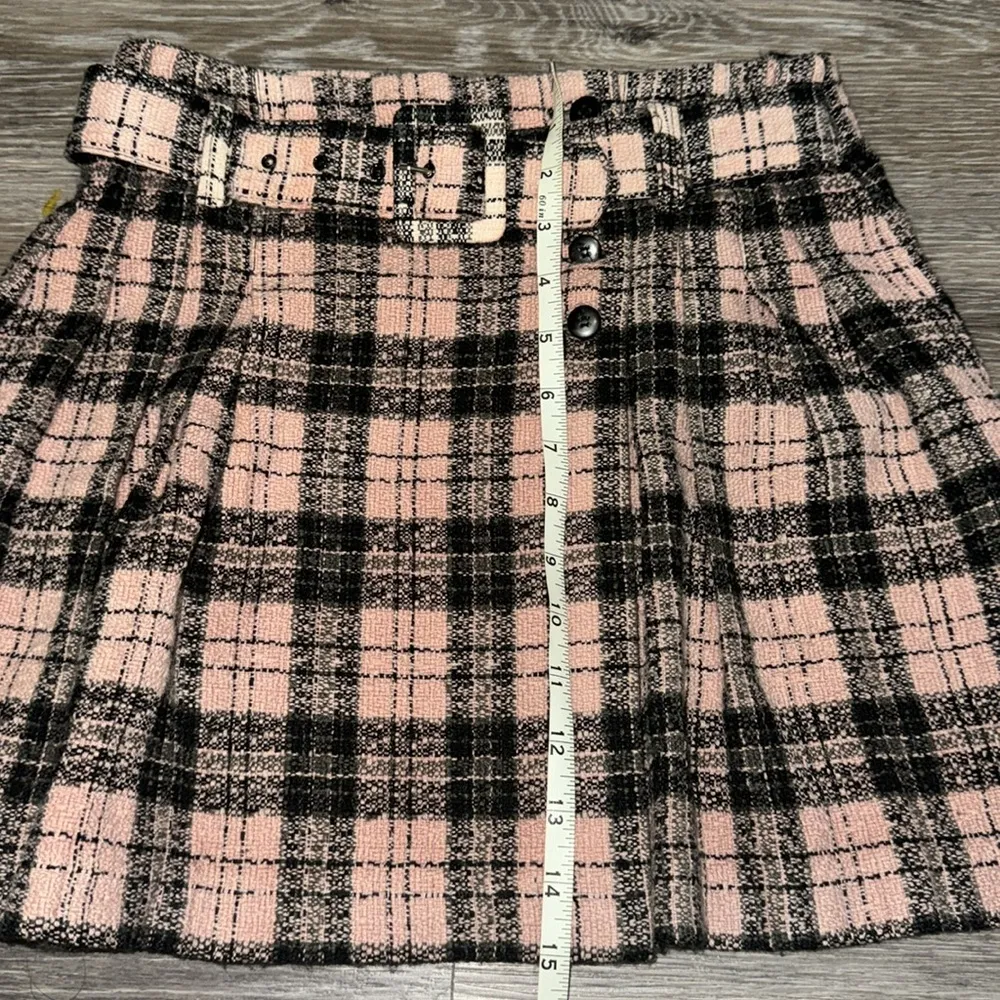 Pink Plaid Wrap Skirt with Belt Black Size undefined - Image 7