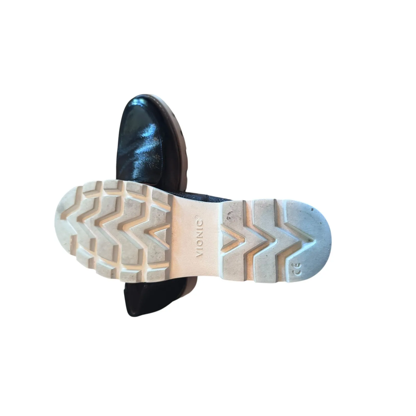 Vionic Kensley Black Leather Comfort Lug Sole Loafer Platform Shoe - Image 4