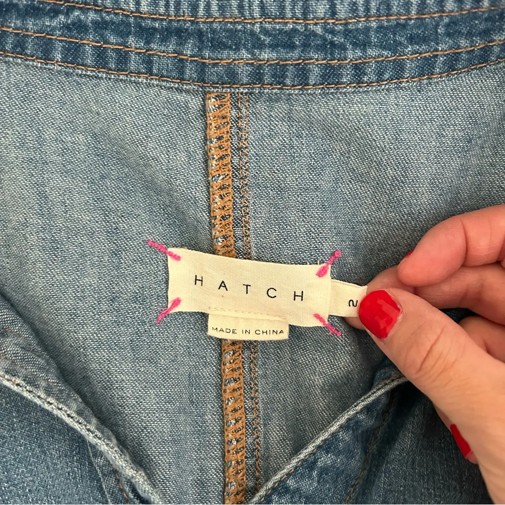 Hatch The Everyday Nursing Denim Jumpsuit blue Size M - Image 13