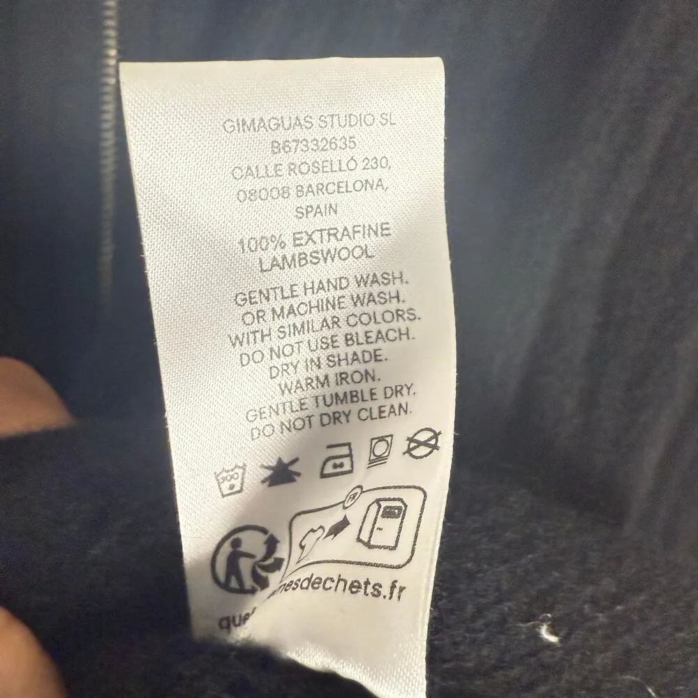 Gimaguas Black Lambswool Fisherman Cable Knit Full Zip Cardigan Sweater XS - Image 9