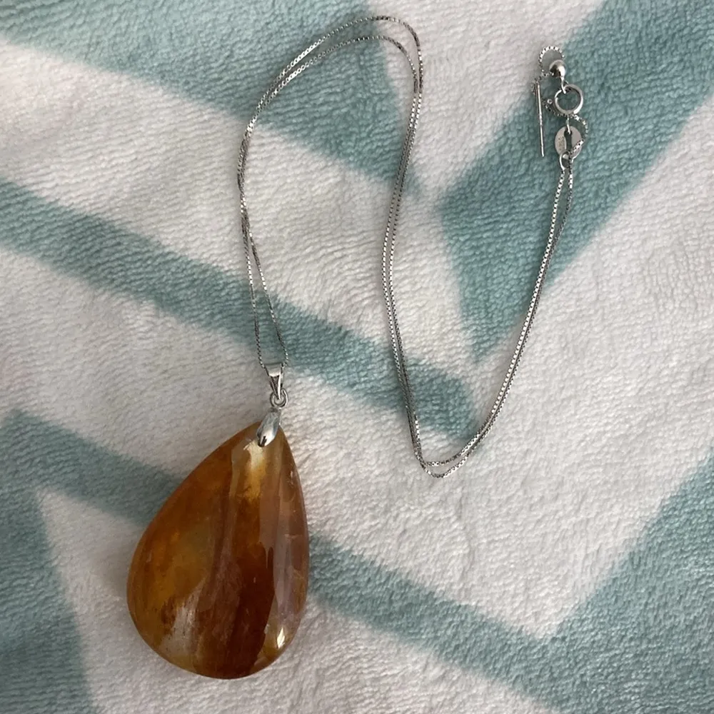 Golden Healer Crystal Necklace. NWOT on 18” Long 925 Silver Chain. Great colors - Image 2