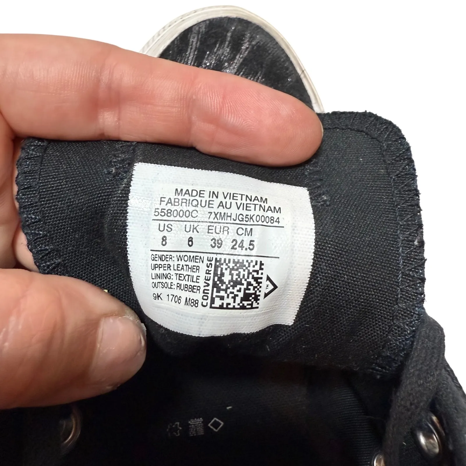 Converse All Star Low Top Sneaker Black Metallic Sparkle‎ Women's Size 8 Grunge - Image 7