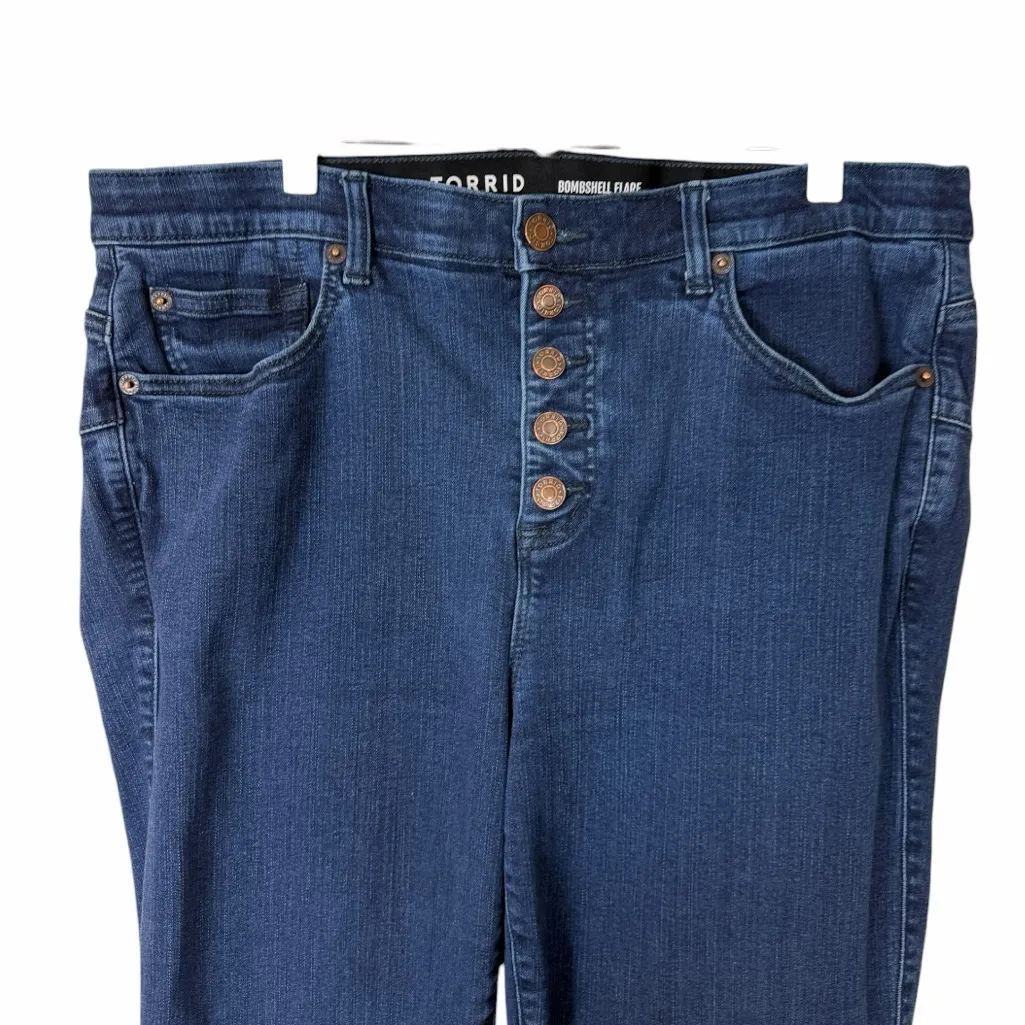Torrid Bombshell Flare Premium Stretch Jeans  Button Fly Women’s Size 18 Short - Image 6