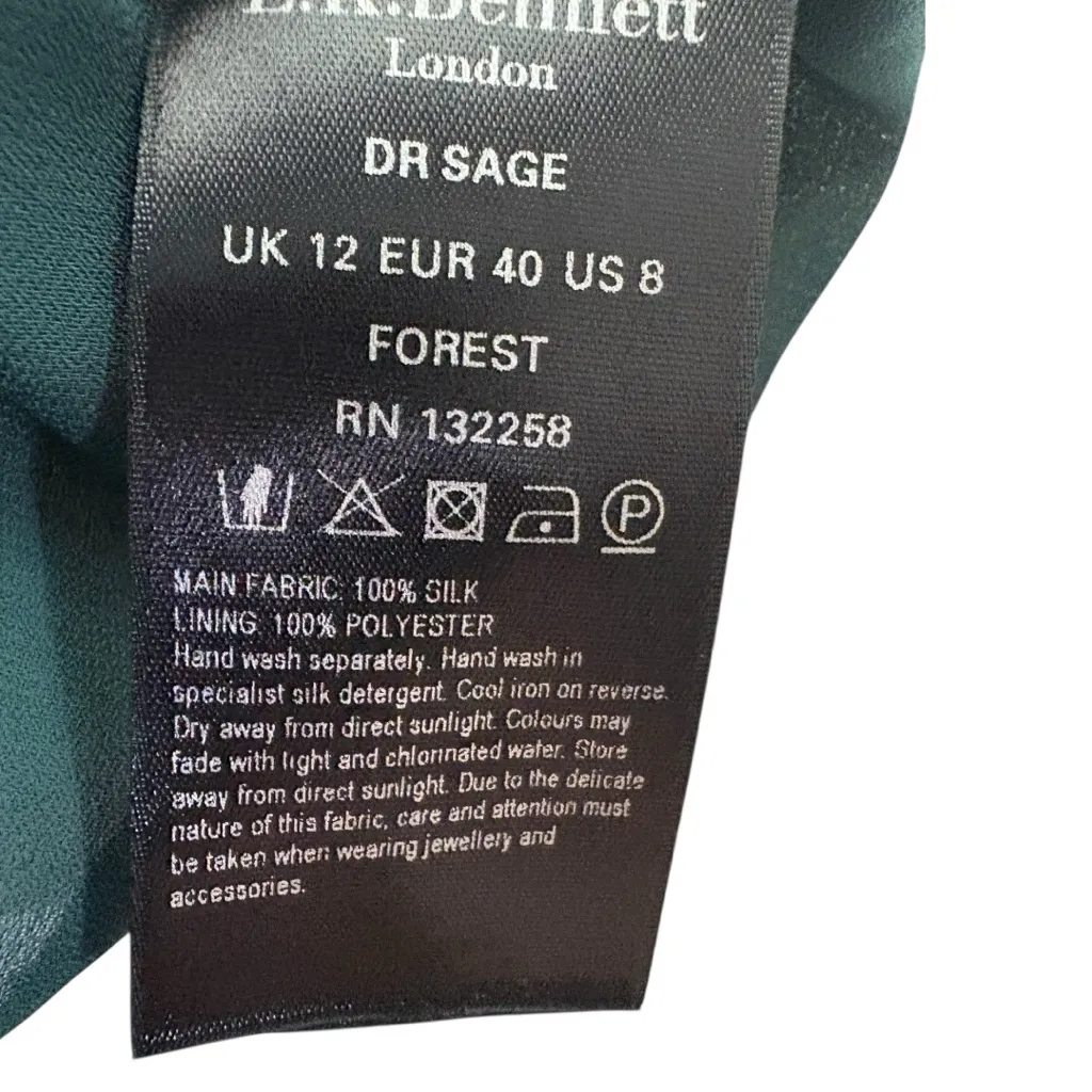 NEW  L.K.Bennett Sage Shirred Silk Midi Dress Size 8 - Image 9