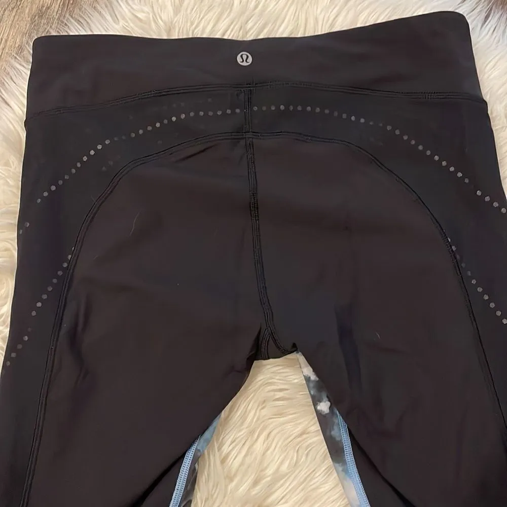 Lululemon Stop At Nothing Crop Black / Mini Blooming Pixie Aquamarine Multi - Image 7