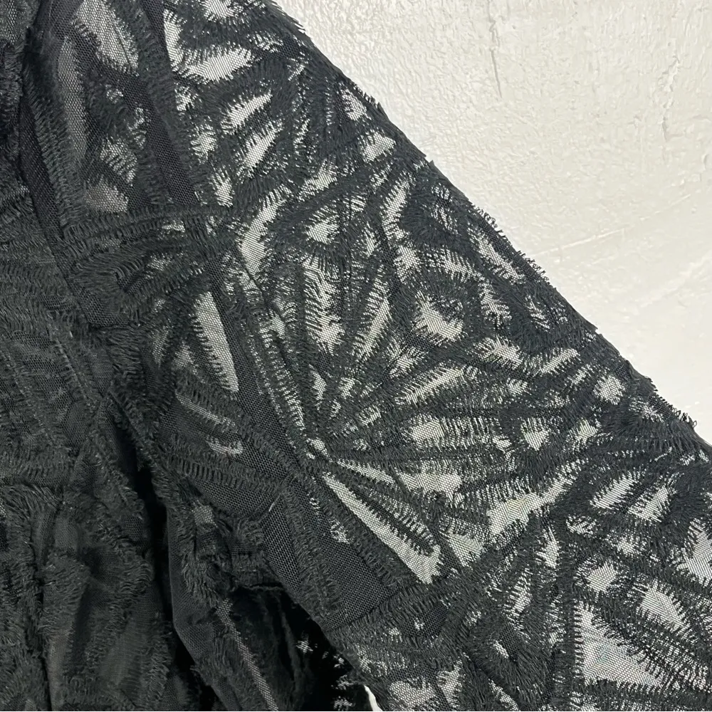 ALI MILES Black Sheer Lace Topper Button Closure Jacket, Size XL - Image 9