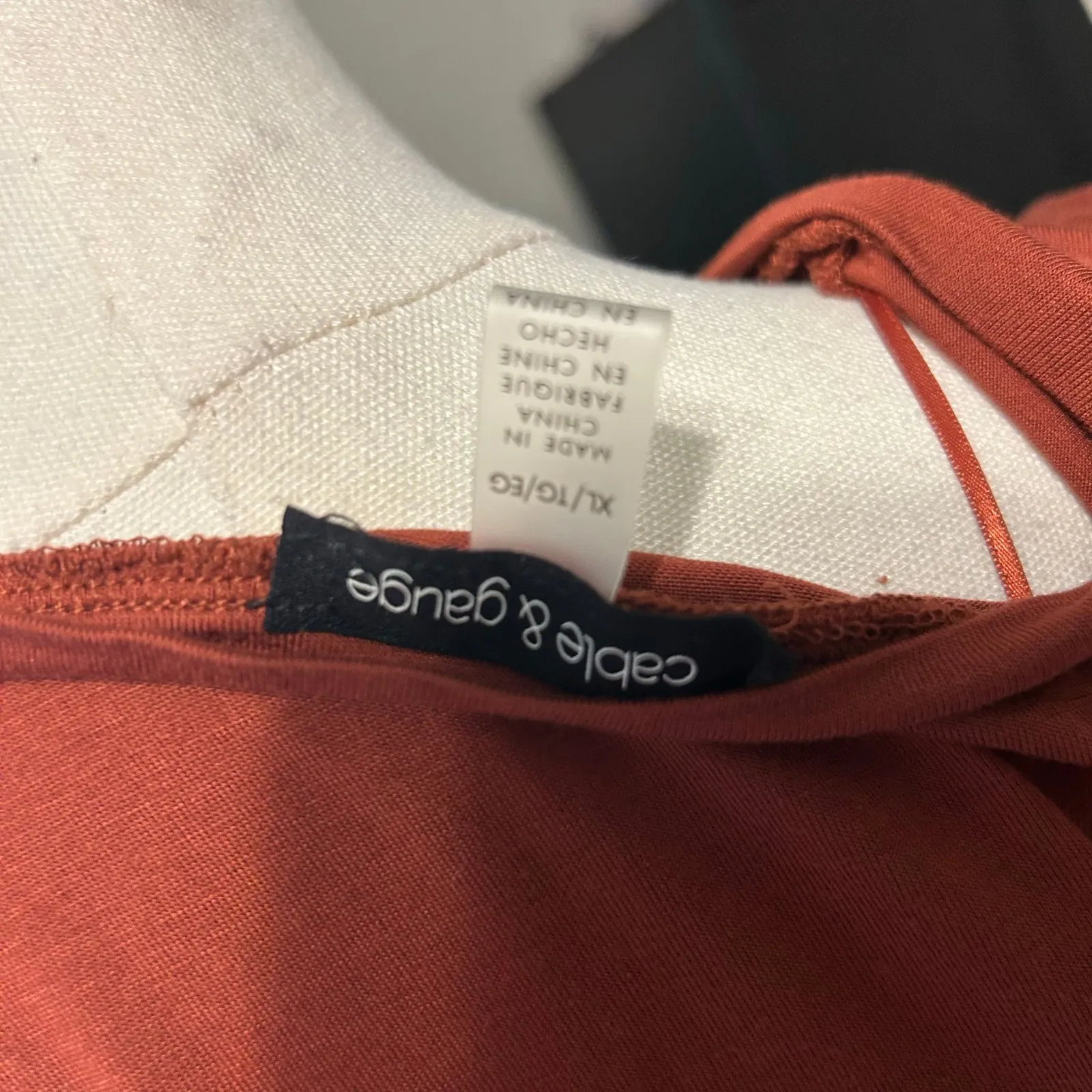 Cable & Cage Top Cap Sleeves SZ XL V Neck Rust Brown Casual Comfort Preppy - Image 8