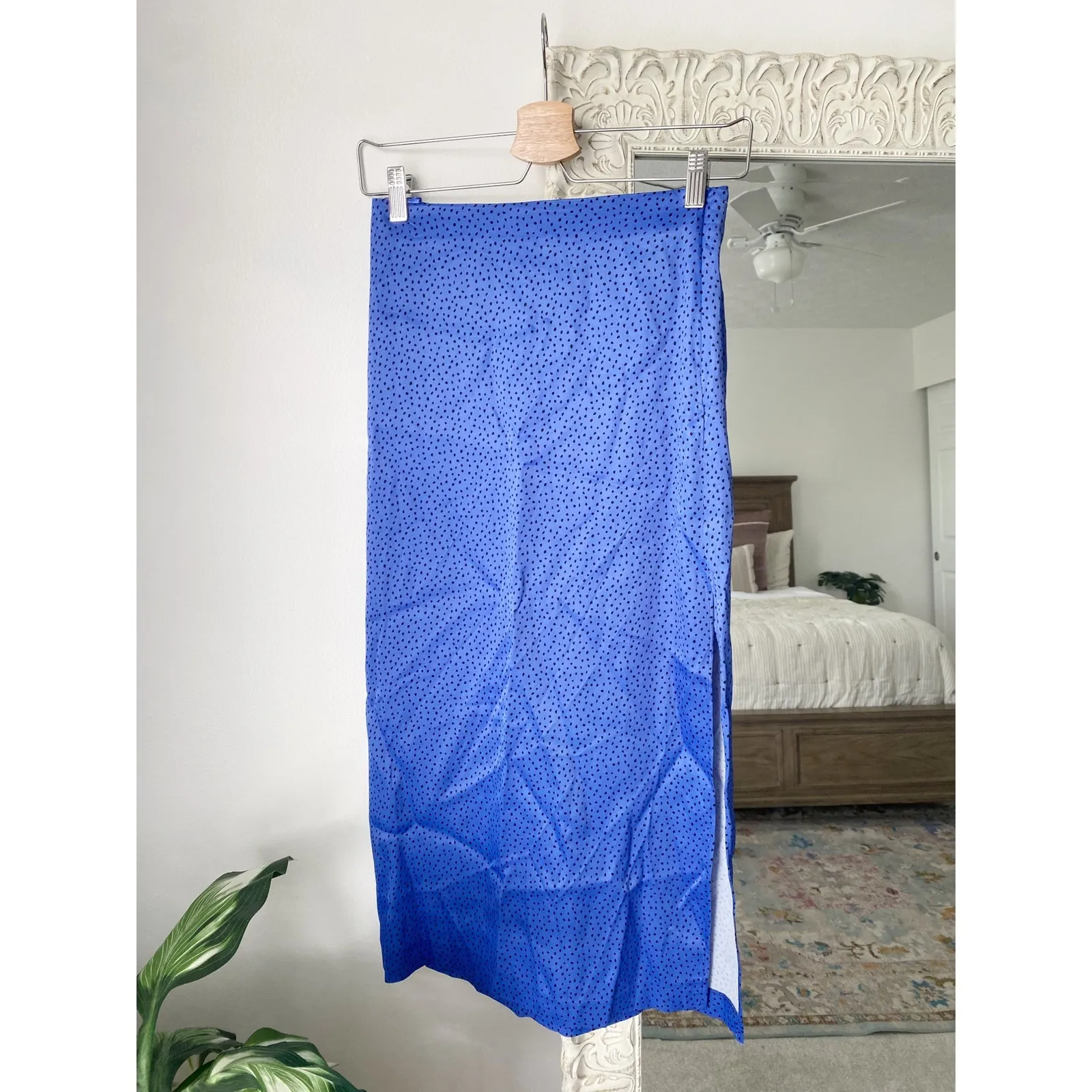 Zara Satin Side Slit Spotted Midi Skirt - Image 2