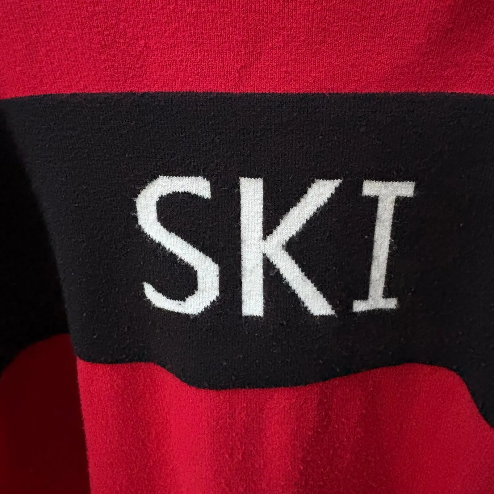 Talbots Plus 2X Red Black Ski Chalet Colorblock Crewneck Sweater - Image 4